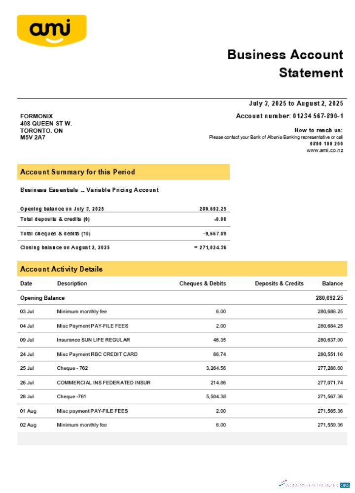 Download Ami Insurance Limited company statement Word and PDF format (1) Photoshop template